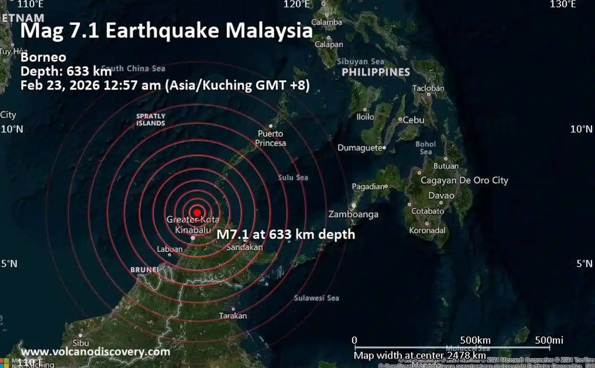 Sismo de magnitud 7.1 sacude la costa de Malasia: análisis de un evento profundo