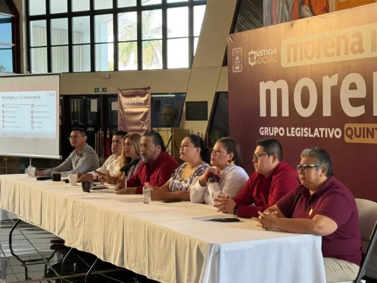 Jorge Sanén Cervantes, coordinador de Morena, hablando sobre las candidaturas de Quintana Roo para 2027.