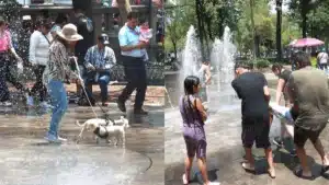 Fuentes de la Alameda Central transforman el Sábado de Gloria en balneario urbano