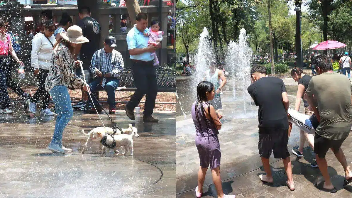 Fuentes de la Alameda Central transforman el Sábado de Gloria en balneario urbano