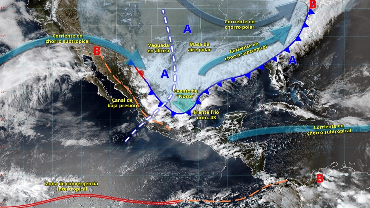 Domina la alerta climática por el choque de los frentes fríos 43 y 44