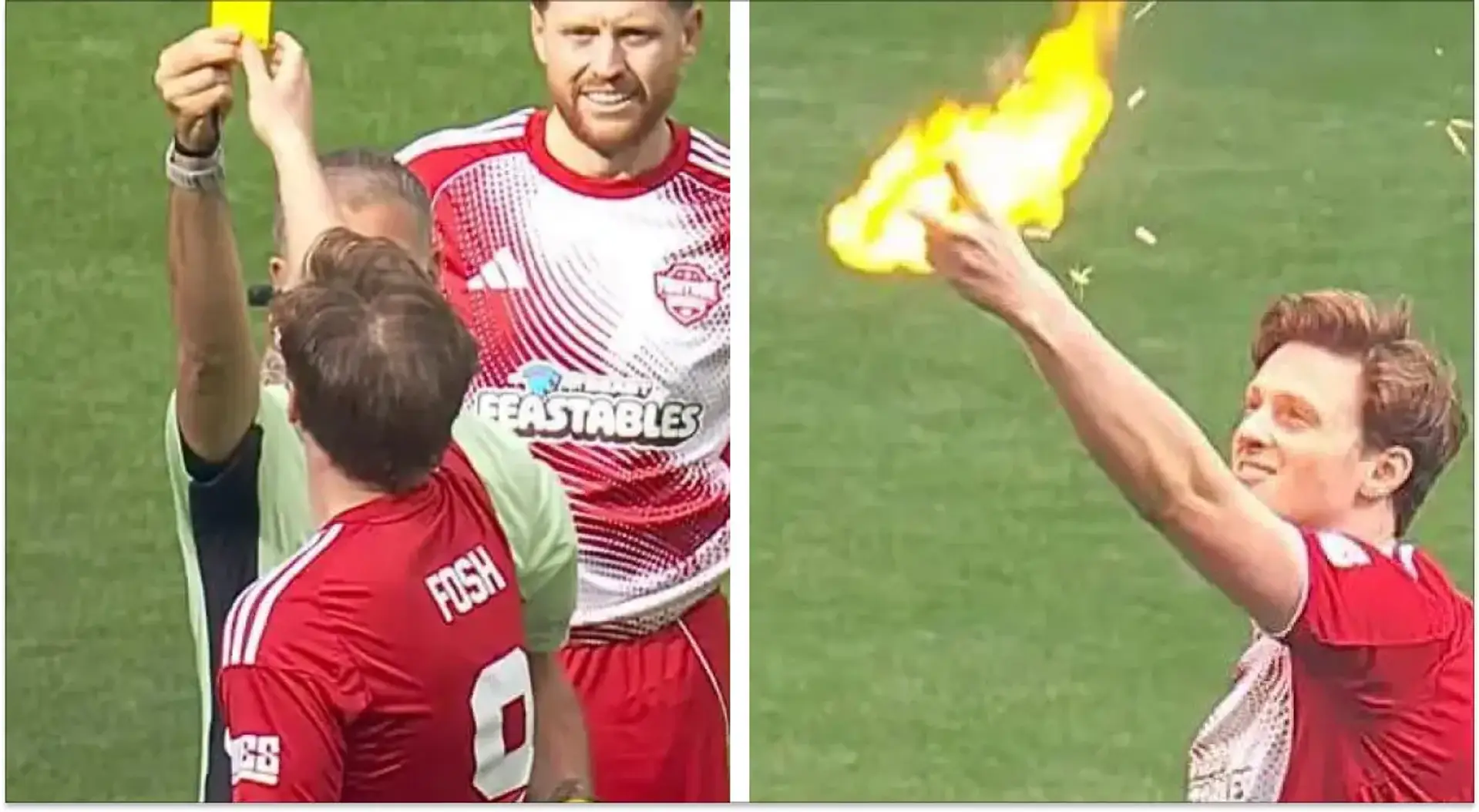 Max Fosh incinera la tarjeta amarilla de Mark Clattenburg en el duelo del Sidemen FC