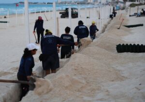 Corral de protección de tortugas marinas en Playa Delfines, Cancún, temporada 2026