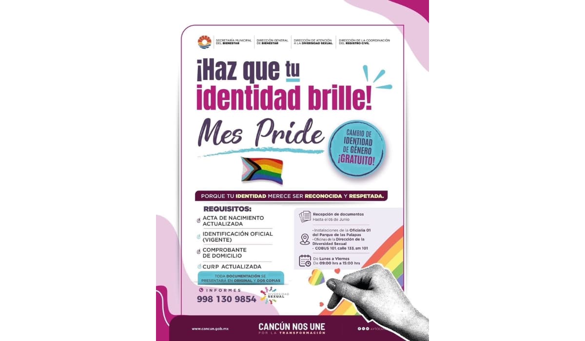 Oficinas de atención del Registro Civil en Cancún donde se realiza el trámite legal de identidad de género.