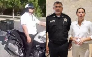 Agente de tránsito de Cancún captado exigiendo dinero a turistas sobre avenida López Portillo en Quintana Roo