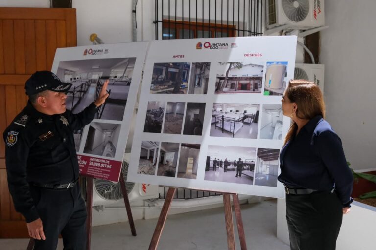 Mara Lezama supervisa remodelación de la base de la Policía Estatal en Cancún
