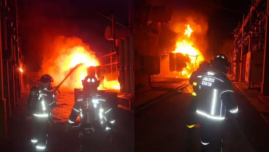Incendio en subestación Canek de la CFE en Cancún que provocó apagón a 10 mil usuarios