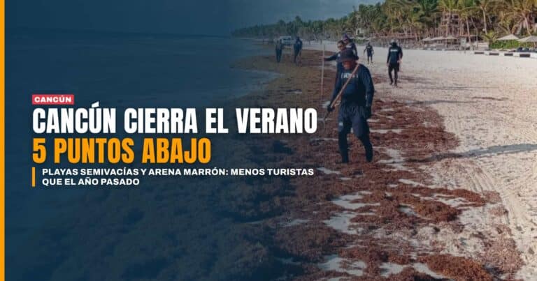 Playas semivacías y arena marrón Cancún cierra el verano 5 puntos abajo del año pasado