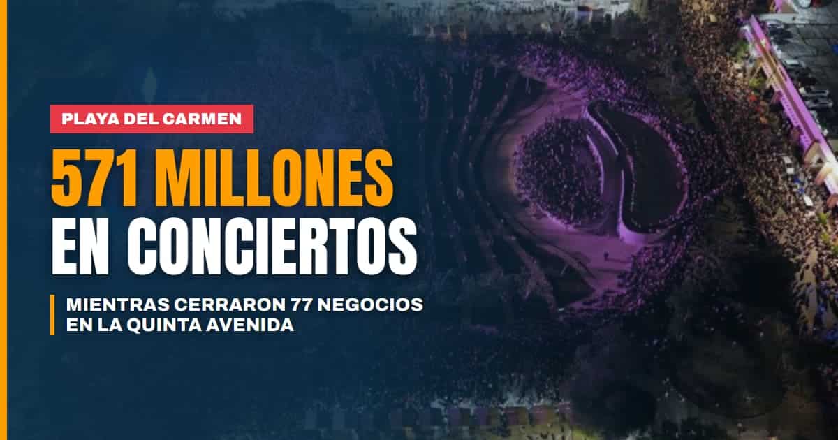Playa del Carmen gastó 571 millones en conciertos mientras cerraban 77 negocios en la Quinta Avenida