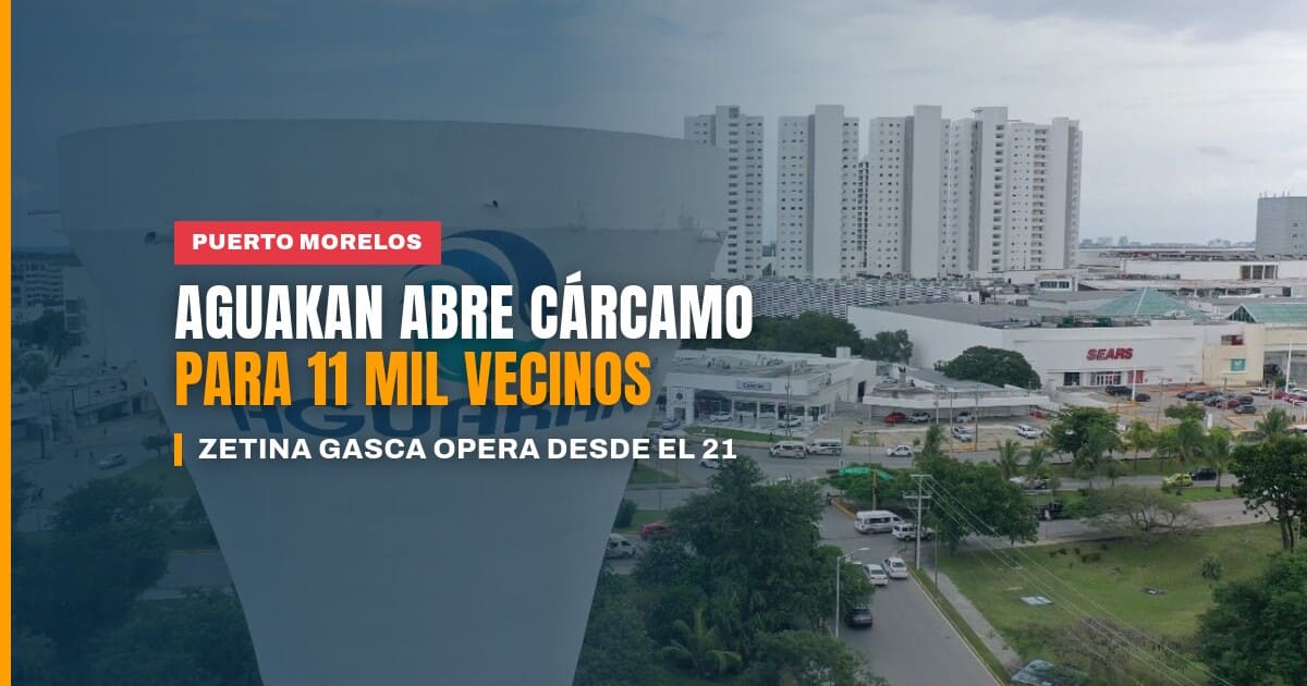 Autoridades y vecinos durante el arranque del cárcamo sanitario en Puerto Morelos operado por Aguakan