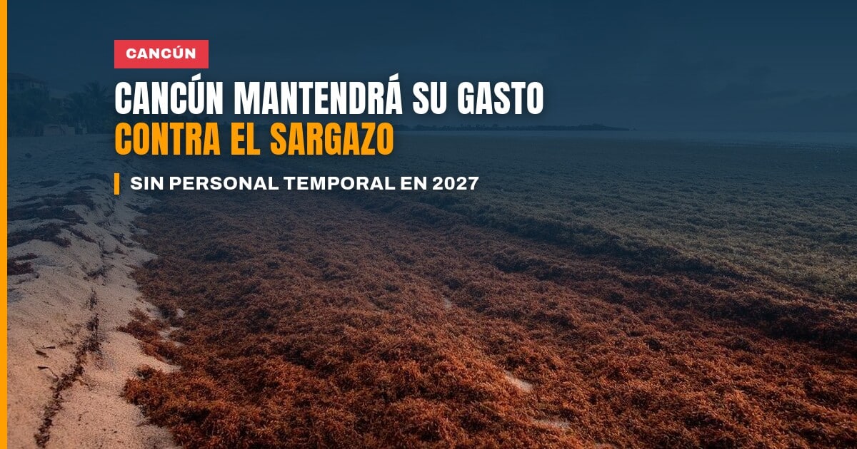 Alcaldesa Ana Paty Peralta habla del presupuesto para sargazo en Cancún durante una entrevista en el Palacio Municipal