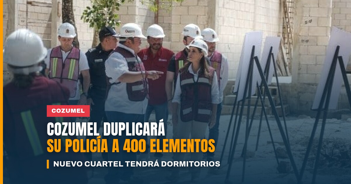 Mara Lezama durante el recorrido por la construcción del cuartel de Seguridad Ciudadana en Cozumel