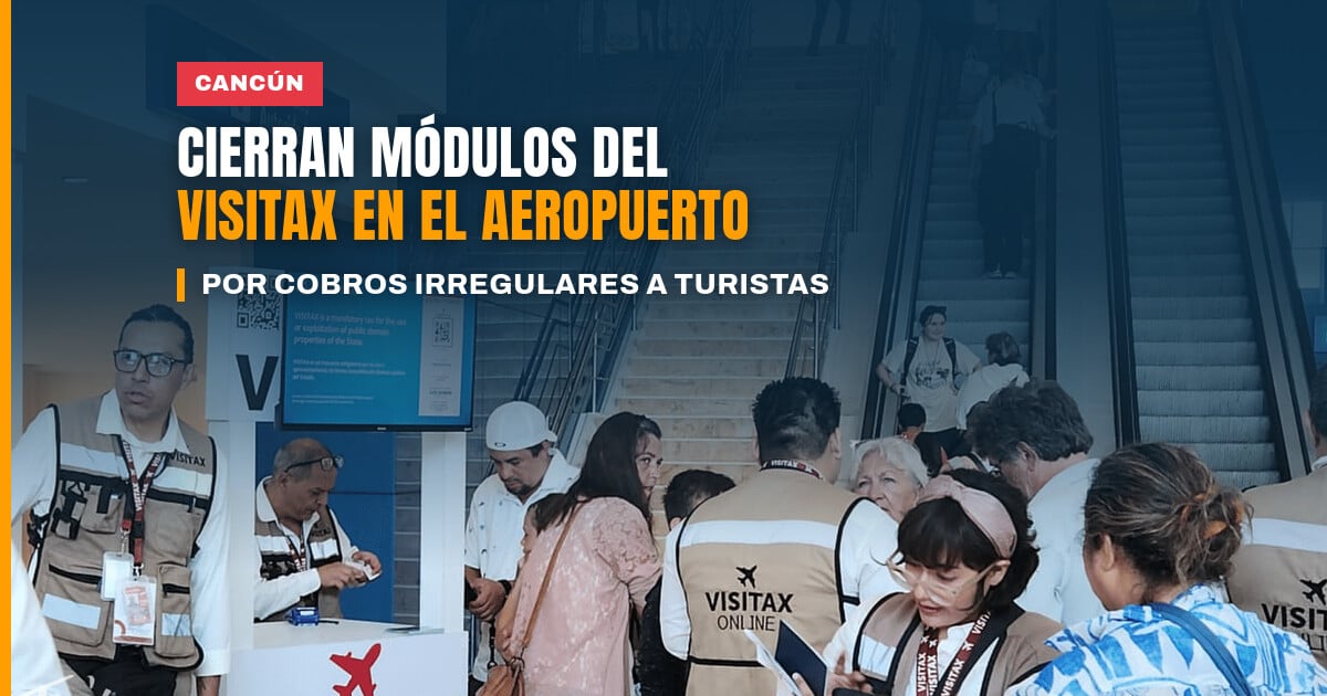 Turistas internacionales en el aeropuerto de Cancún, donde se cobra el Visitax