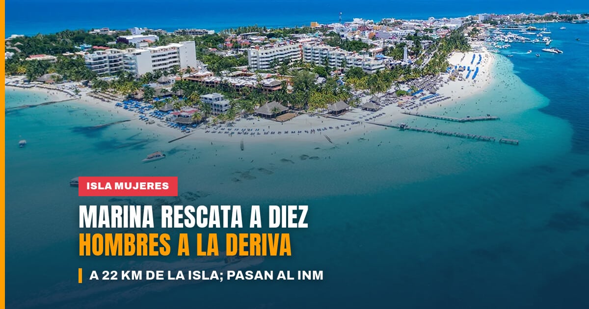Embarcación de la Secretaría de Marina durante un rescate en Isla Mujeres, Quintana Roo