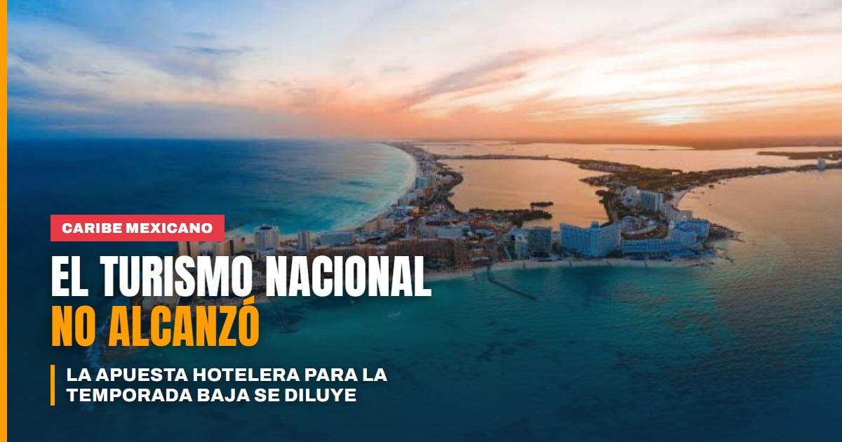 El turismo nacional no alcanzó: la apuesta hotelera para salvar la temporada baja en el Caribe mexicano se diluye